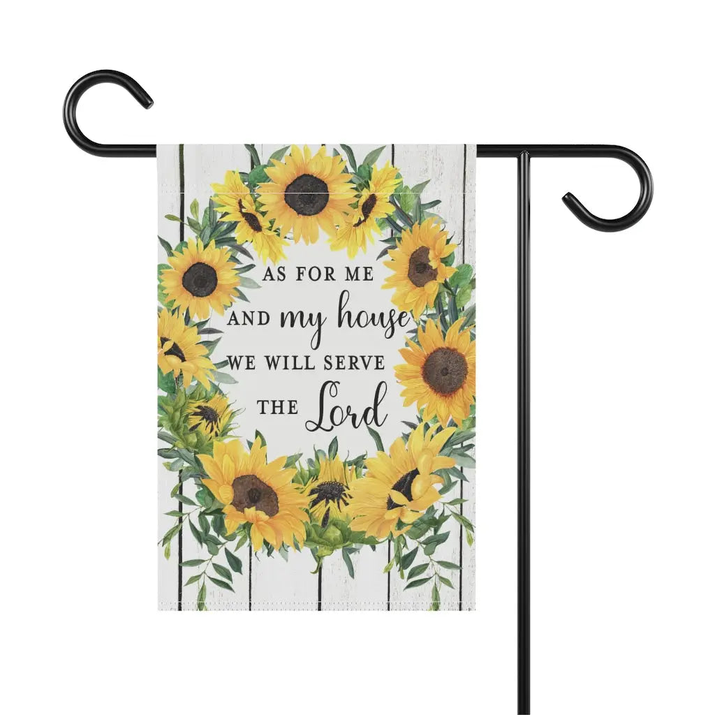 As For Me and My House Sunflowers Wreath Garden Flag Printify