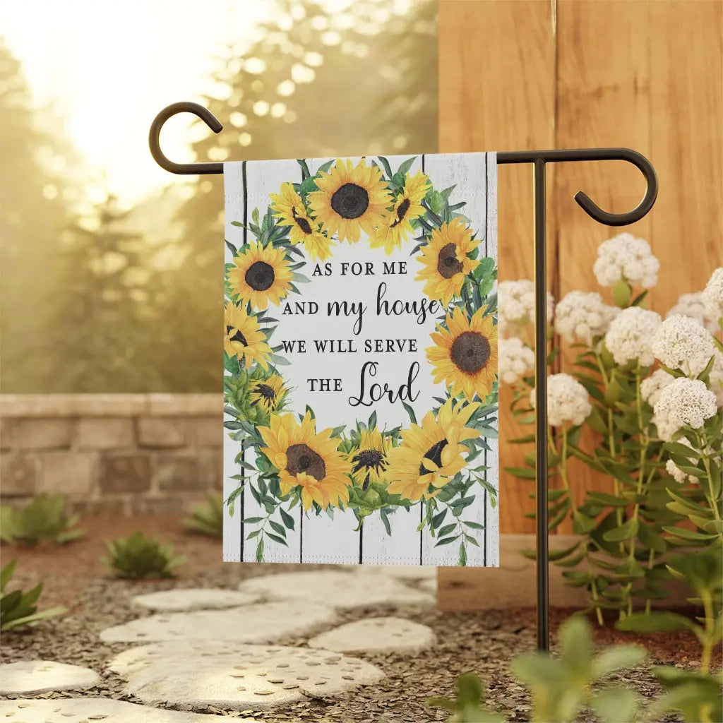 As For Me and My House Sunflowers Wreath Garden Flag Printify