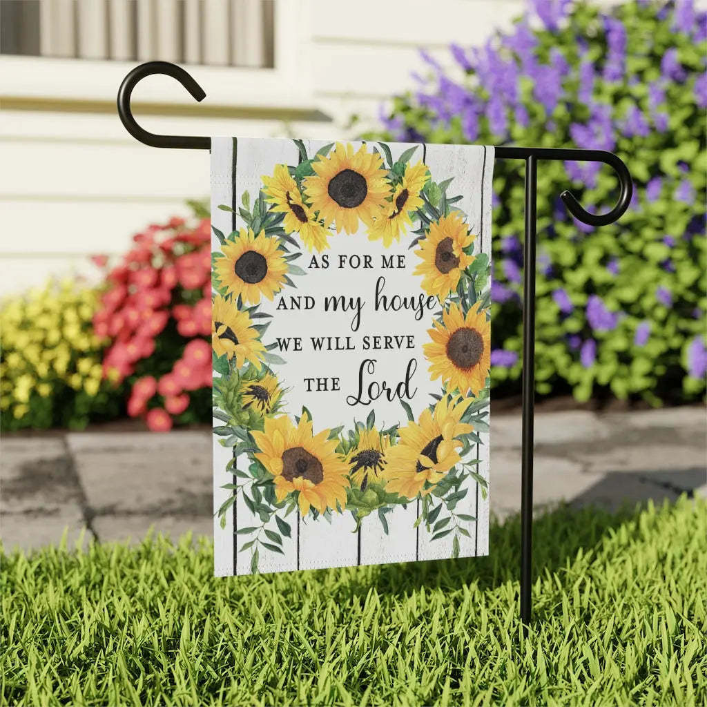 As For Me and My House Sunflowers Wreath Garden Flag Printify