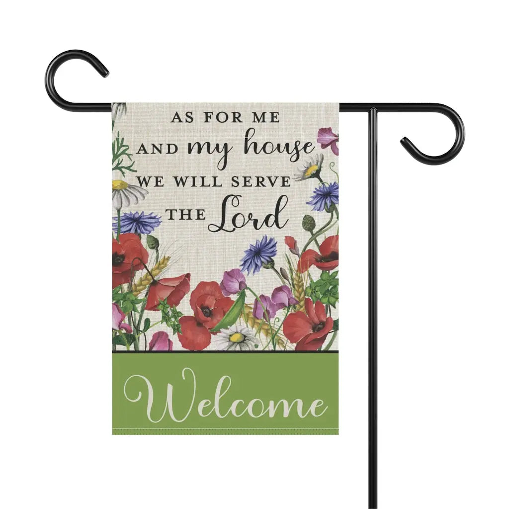 As For Me and My House Welcome Summer Flowers Garden Flag Printify