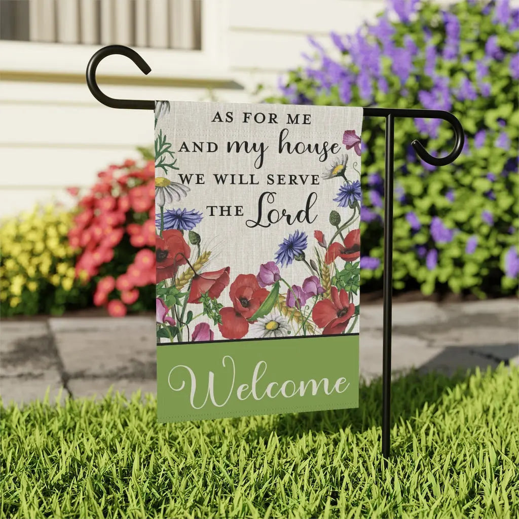 As For Me and My House Welcome Summer Flowers Garden Flag Printify
