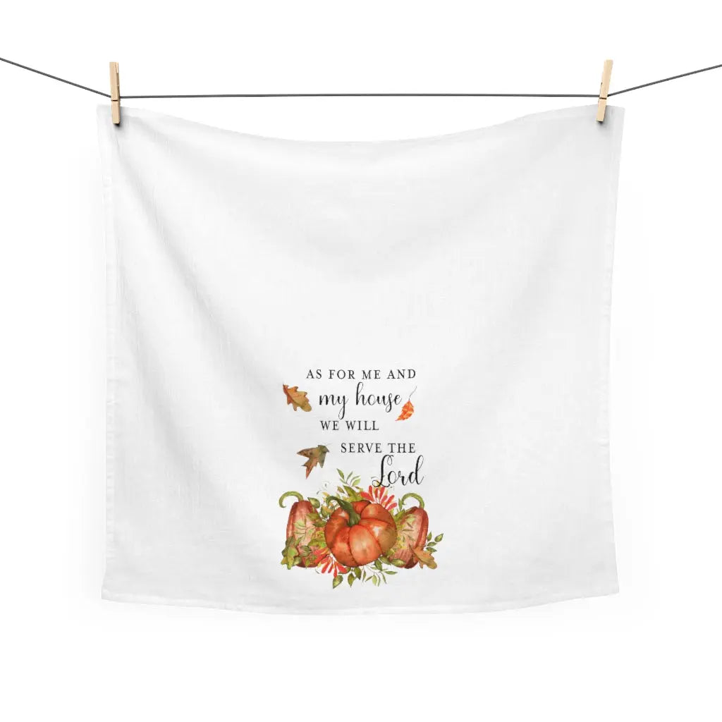 As for Me and My House Fall ScriptureTea Towel, Christian Gift, Fall Kitchen Towel Printify