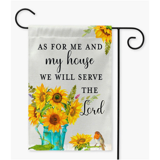 As for Me and My House Sunflower Watering Can Garden Yard Flag Amazing Faith Designs