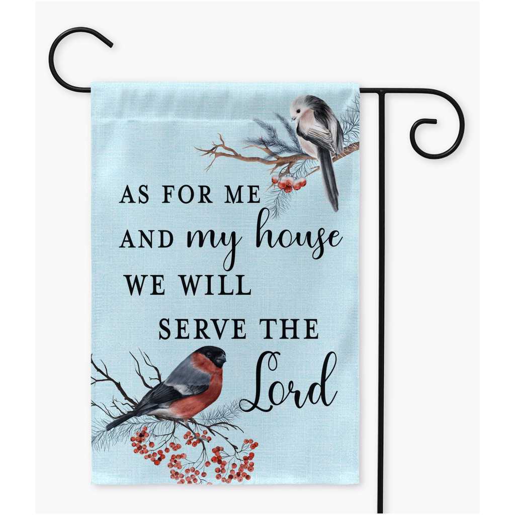 As for Me and My House Winter Birds Garden Flag - Joshua 24:15 Amazing Faith Designs