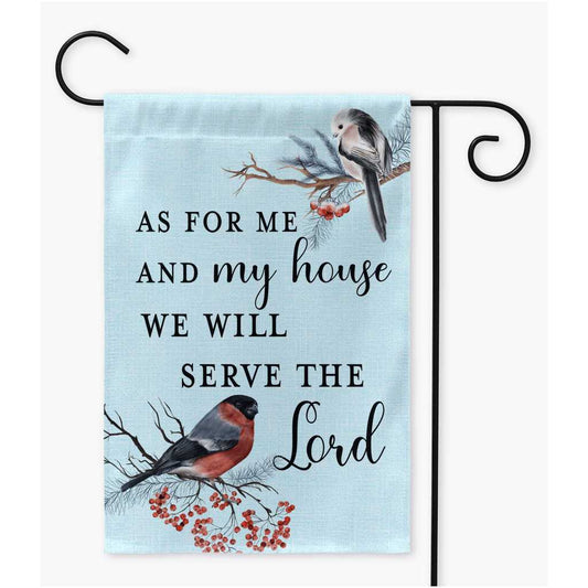 As for Me and My House Winter Birds Garden Flag - Joshua 24:15 Amazing Faith Designs