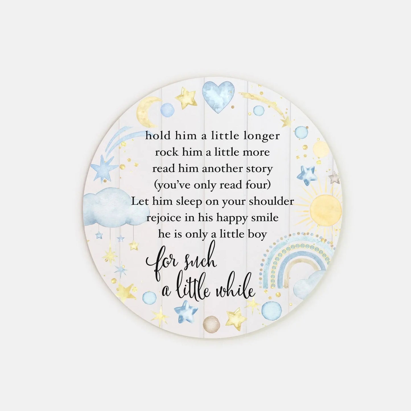 Baby Boy Nursery Poem Wood Sign 8" (Round) Amazing Faith Designs