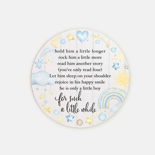 Baby Boy Nursery Poem Wood Sign 8" (Round) Amazing Faith Designs