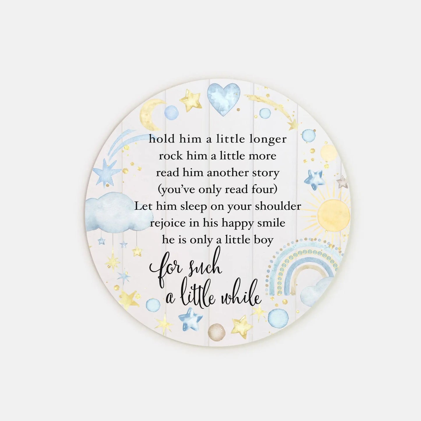 Baby Boy Nursery Poem Wood Sign (Round) Amazing Faith Designs