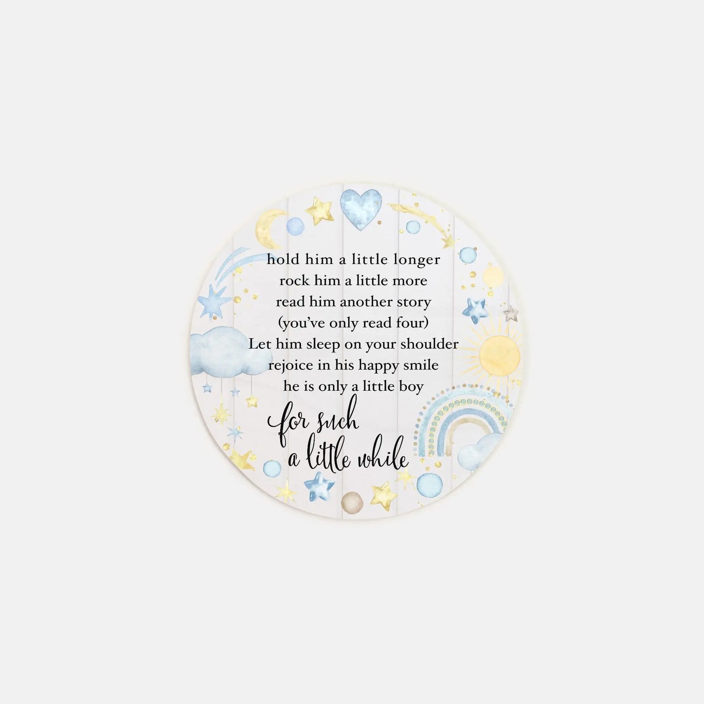 Baby Boy Nursery Poem Wood Sign (Round) Amazing Faith Designs