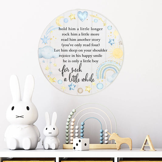 Baby Boy Nursery Poem Wood Sign (Round) Amazing Faith Designs