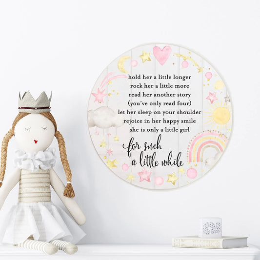 Baby Girl Nursery Poem Wood Sign (Round) Amazing Faith Designs