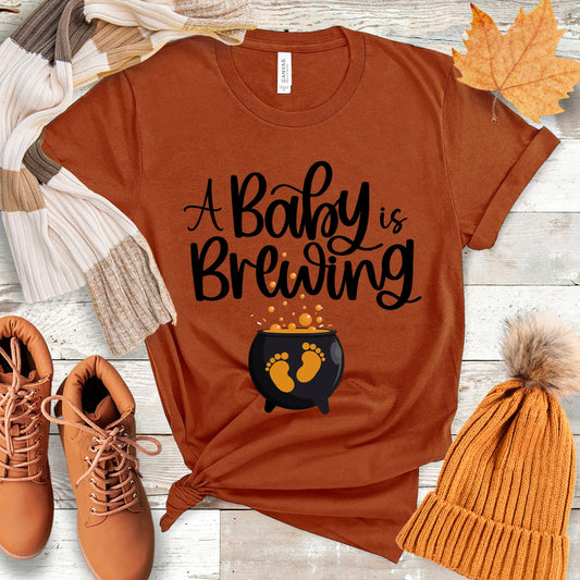 Baby is Brewing Halloween Pregnancy Shirt, Maternity Halloween Tee, Cute Fall Pregnancy Reveal Tshirt Amazing Faith Designs