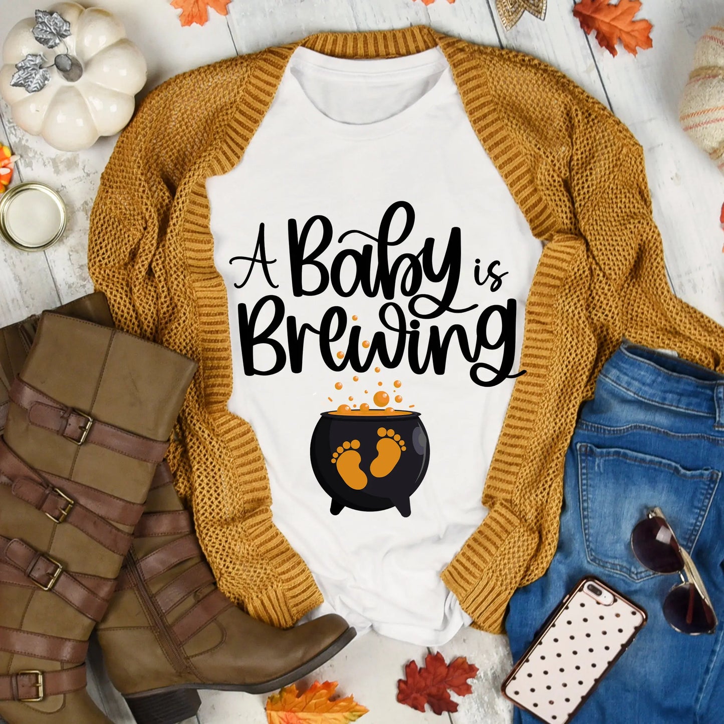 Baby is Brewing Halloween Pregnancy Shirt, Maternity Halloween Tee, Cute Fall Pregnancy Reveal Tshirt Amazing Faith Designs