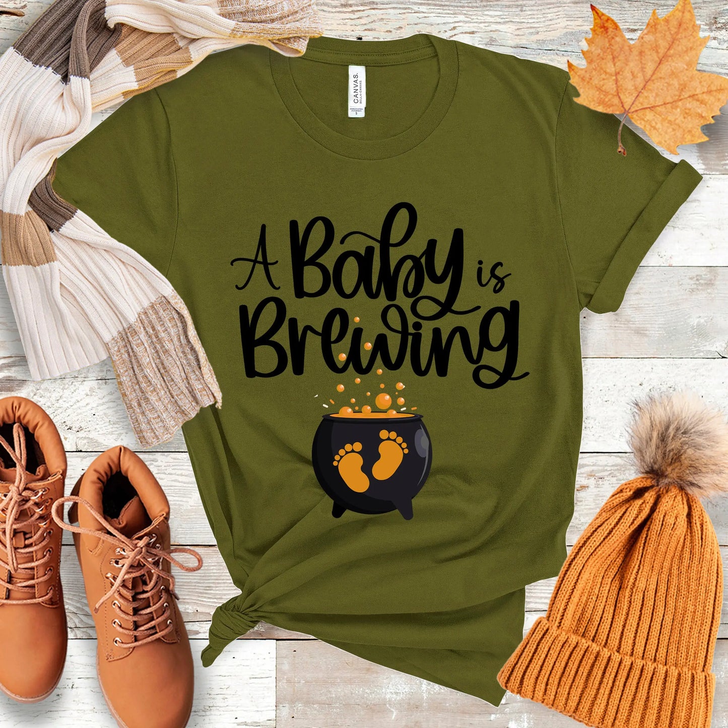 Baby is Brewing Halloween Pregnancy Shirt, Maternity Halloween Tee, Cute Fall Pregnancy Reveal Tshirt Amazing Faith Designs