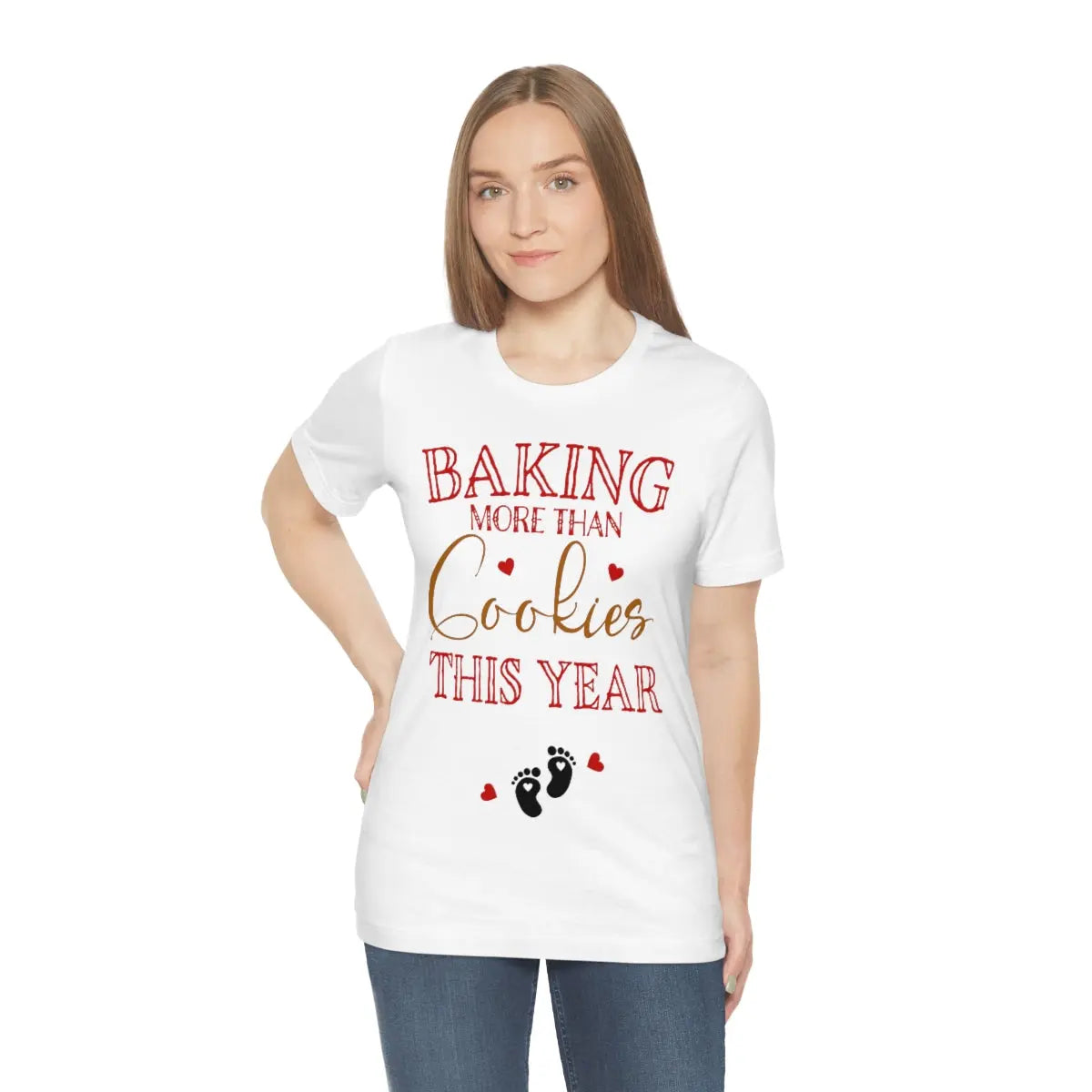 Baking More than Cookies Tee, Christmas Pregnancy Shirt, Pregnancy Announcement Tee, Holiday Maternity Shirt Printify