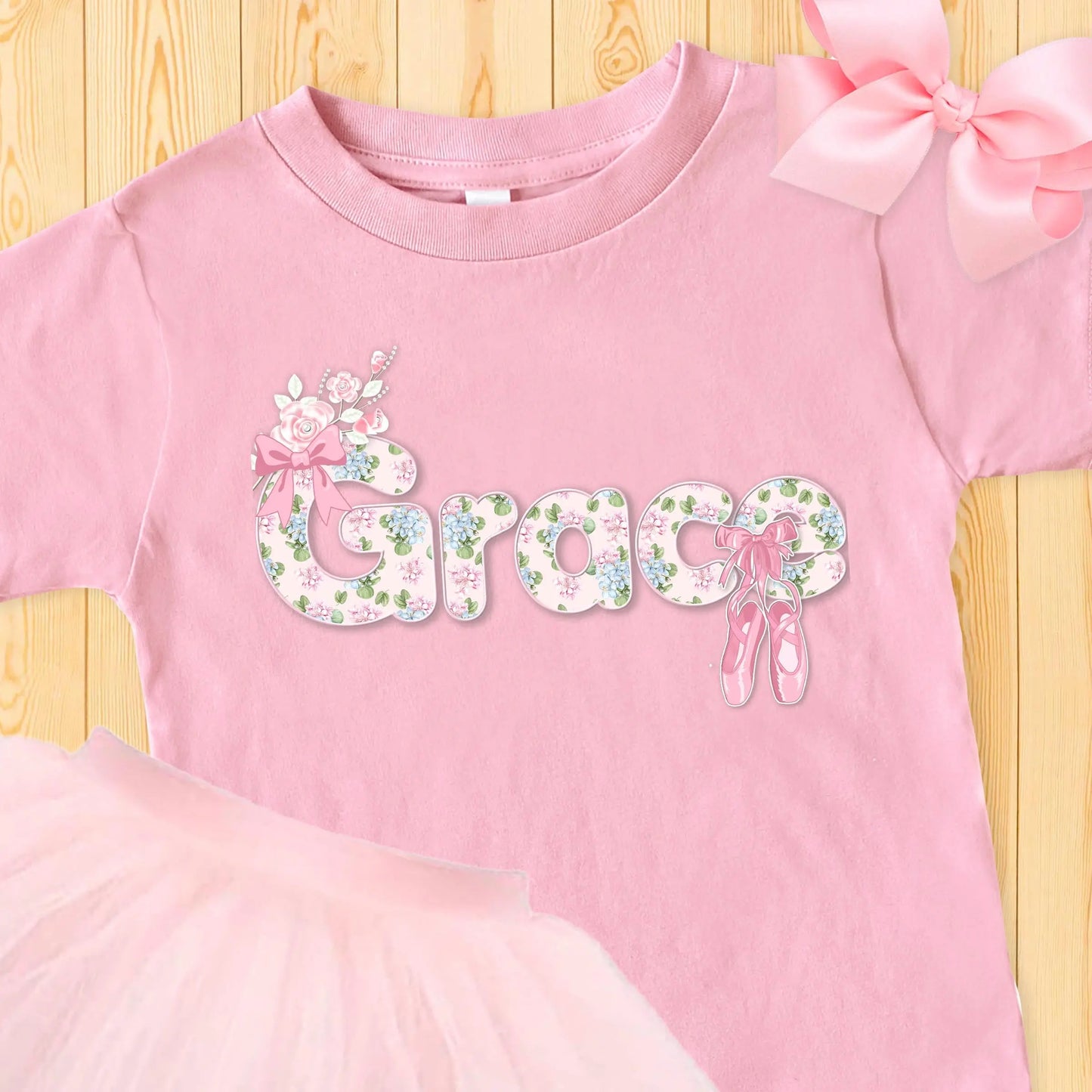 Ballerina Personalized Toddler T-shirt, Custom Ballet Shirt Amazing Faith Designs