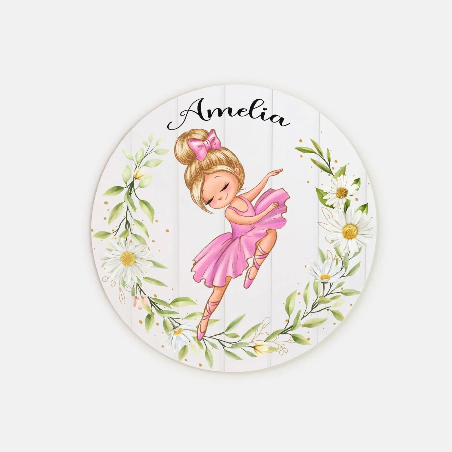 Ballerina Personalized Wood Sign 8" (Round) Amazing Faith Designs
