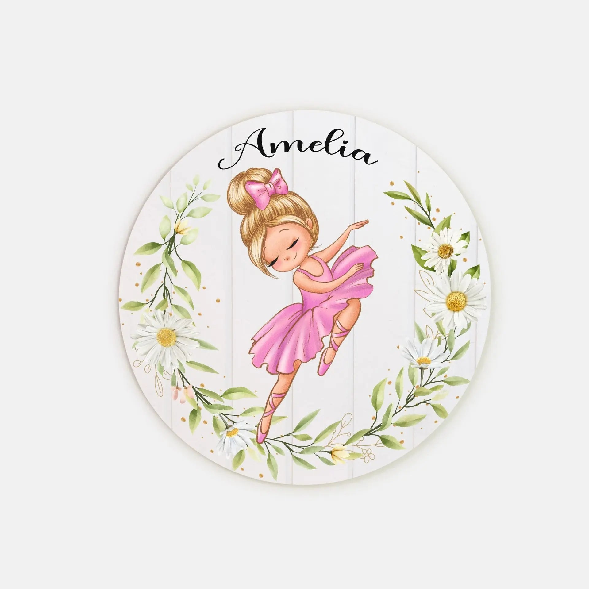 Ballerina Personalized Wood Sign 8" (Round) Amazing Faith Designs