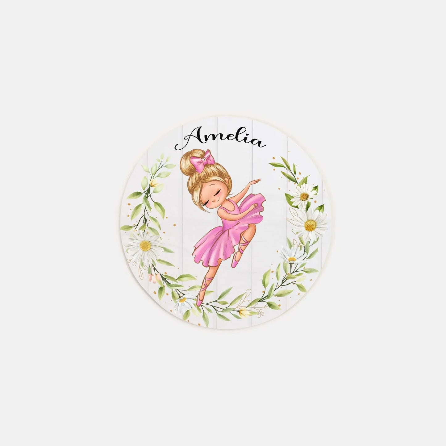 Ballerina Personalized Wood Sign 8" (Round) Amazing Faith Designs