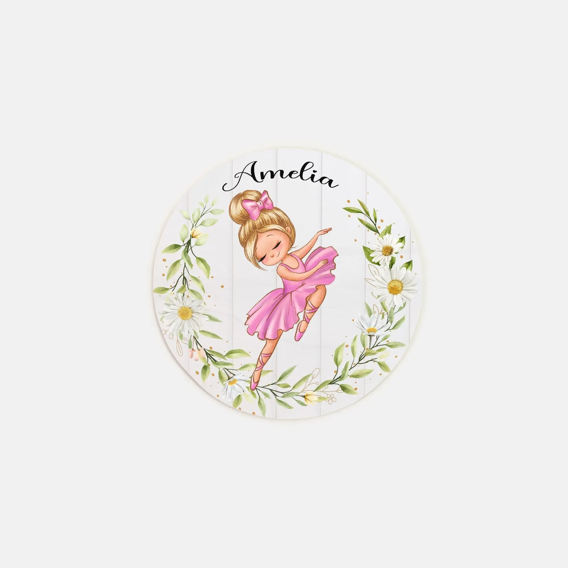Ballerina Personalized Wood Sign 8" (Round) Amazing Faith Designs