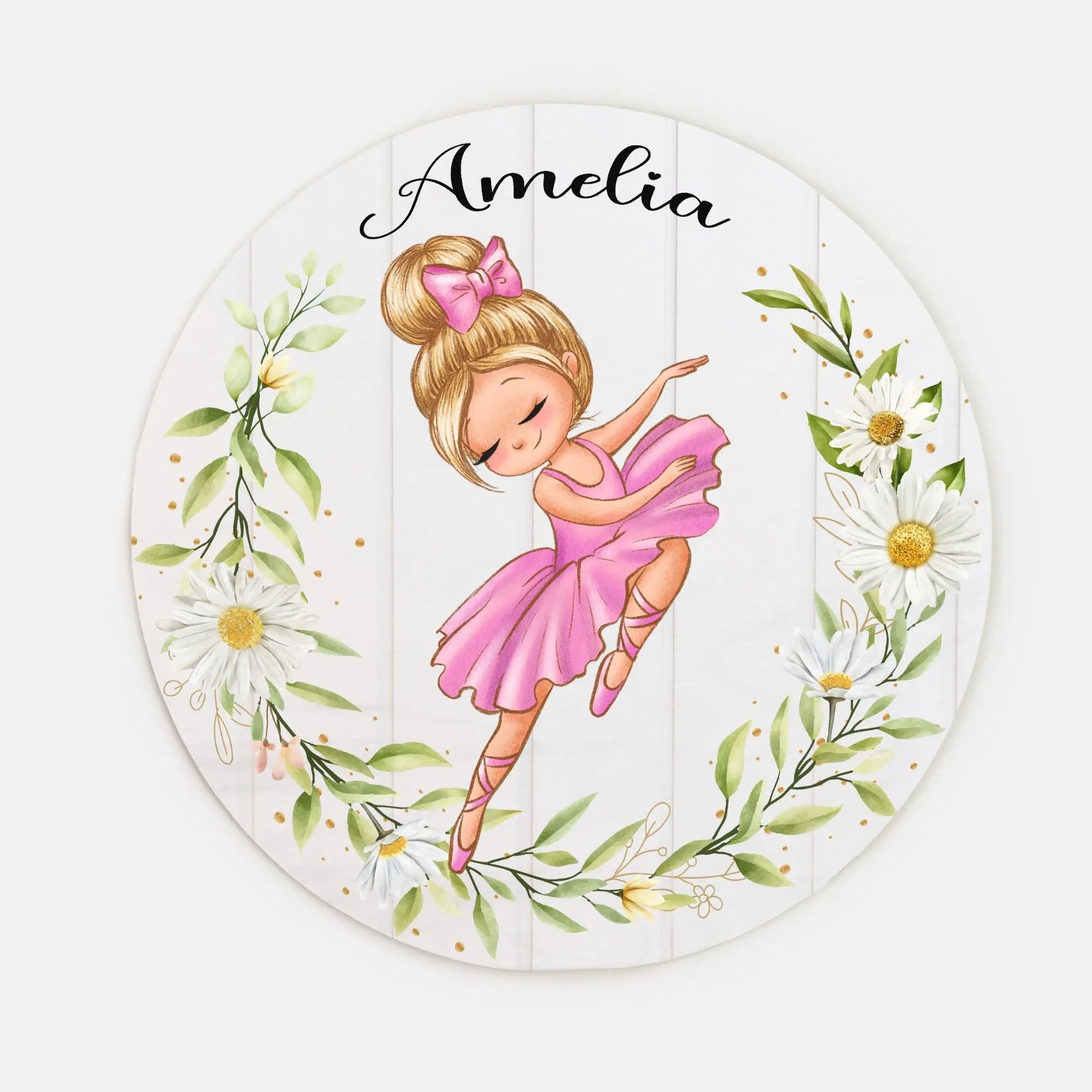 Ballerina Personalized Wood Sign 8" (Round) Amazing Faith Designs