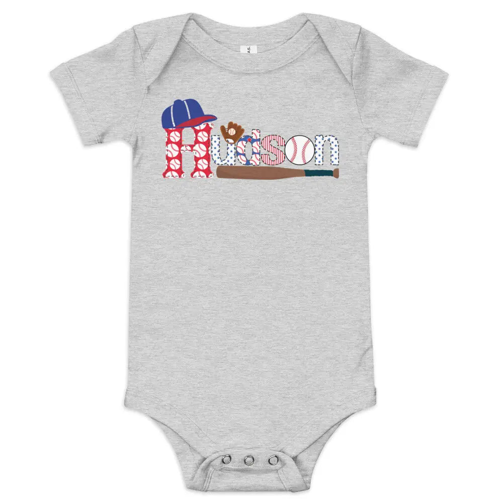 Baseball Personalized Baby short sleeve Onesie Amazing Faith Designs
