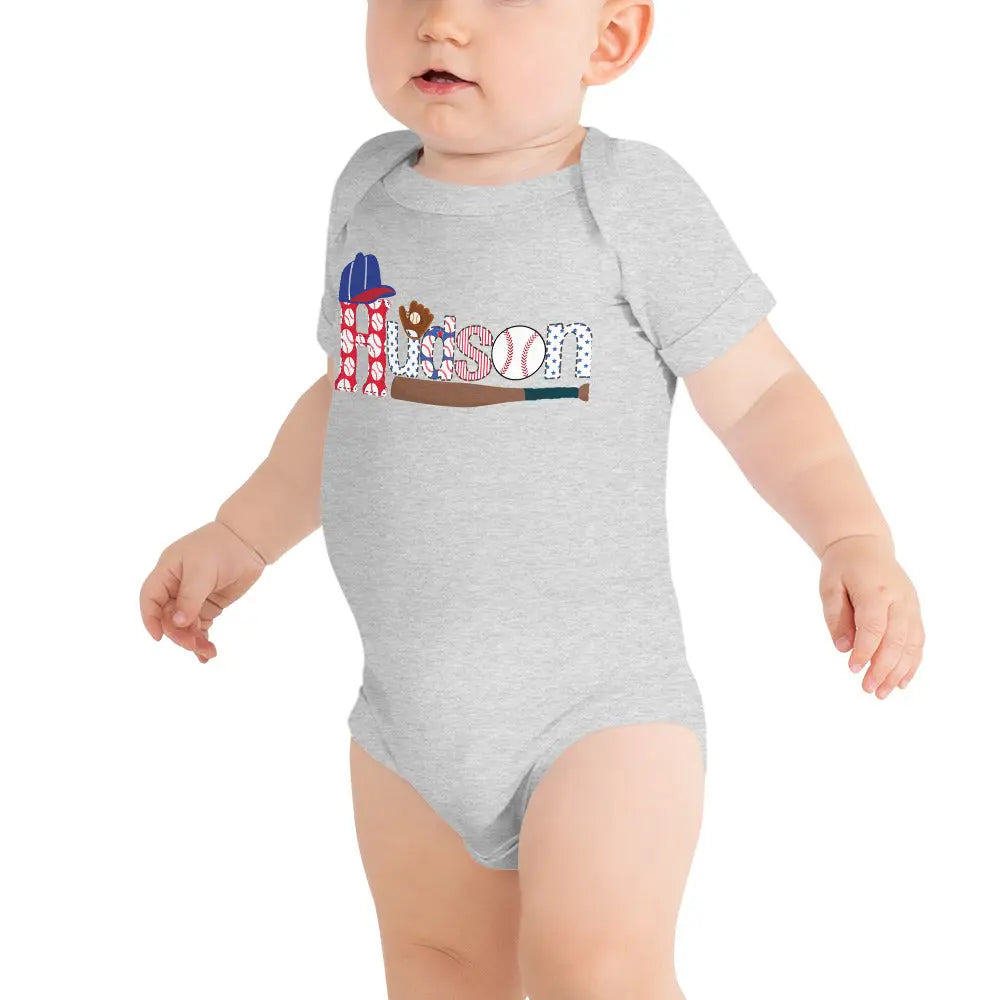 Baseball Personalized Baby short sleeve Onesie Amazing Faith Designs