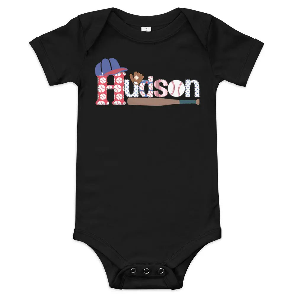 Baseball Personalized Baby short sleeve Onesie Amazing Faith Designs