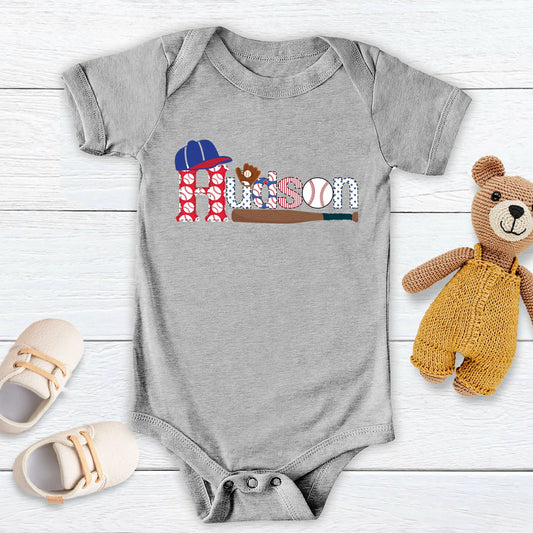 Baseball Personalized Baby short sleeve Onesie Amazing Faith Designs