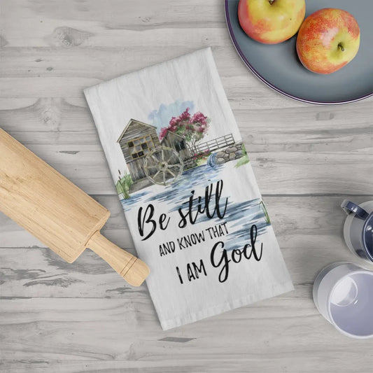 Be Still Tea Towel, Christian Kitchen Towel, Scripture Dish Towel Printify