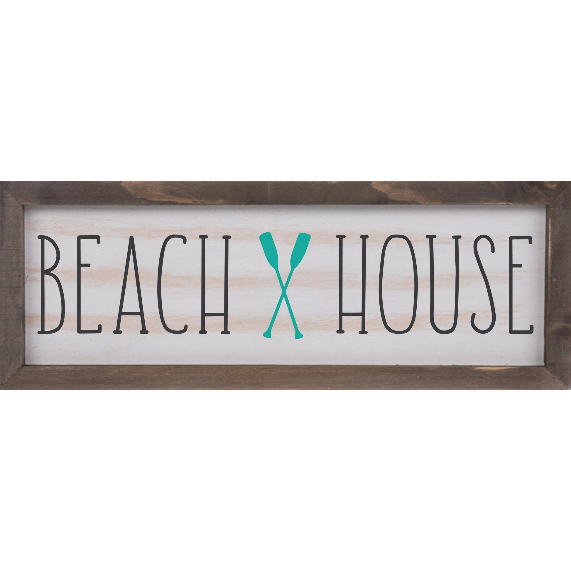 Beach Life with Paddles Rustic Whitewashed Wood Frame Sign | 5.5" x 15" Farmhouse Decor amazingfaithdesigns