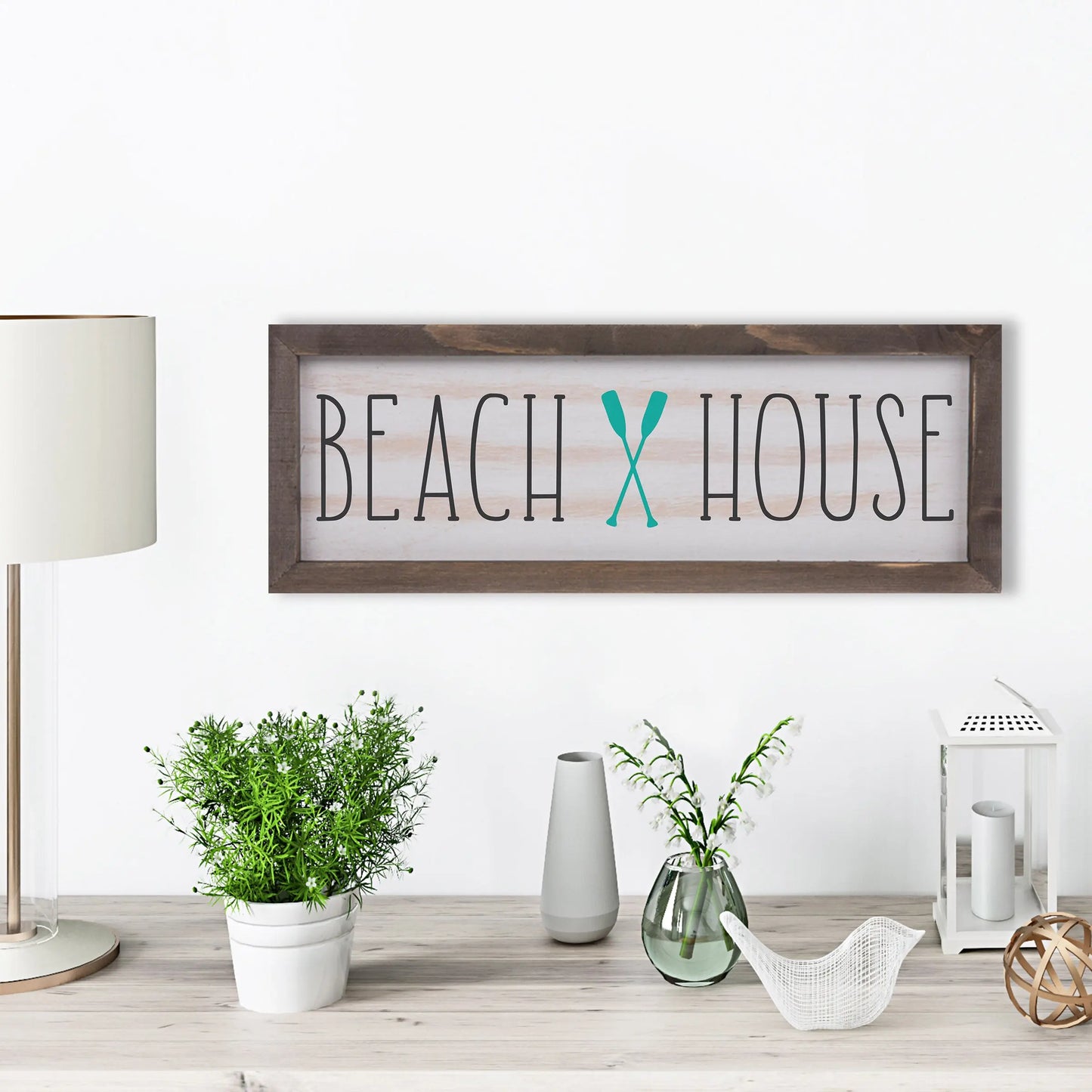 Beach Life with Paddles Rustic Whitewashed Wood Frame Sign | 5.5" x 15" Farmhouse Decor amazingfaithdesigns