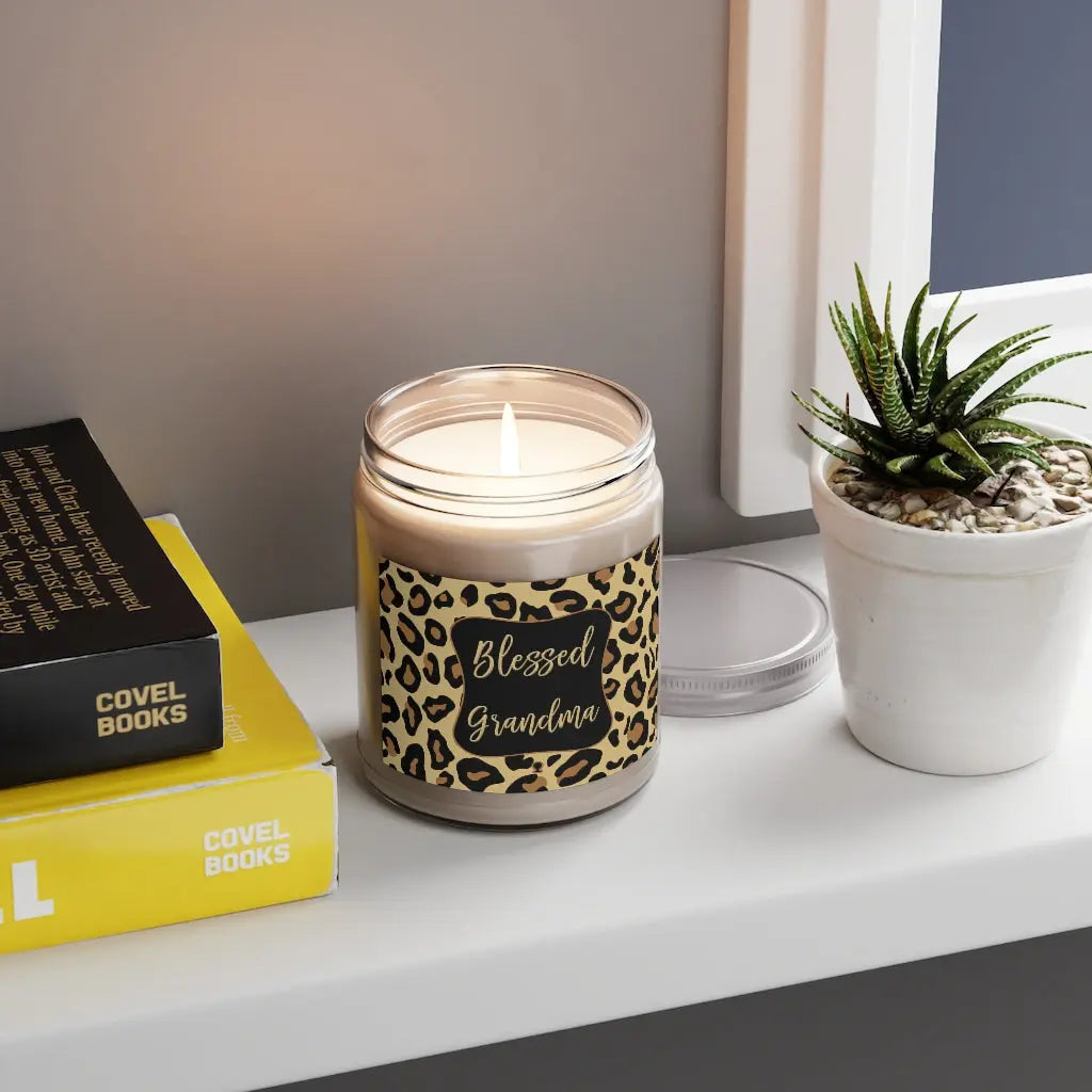 Blessed Grandma Leopard Print Scented Aromatherapy Candle 9oz Printify