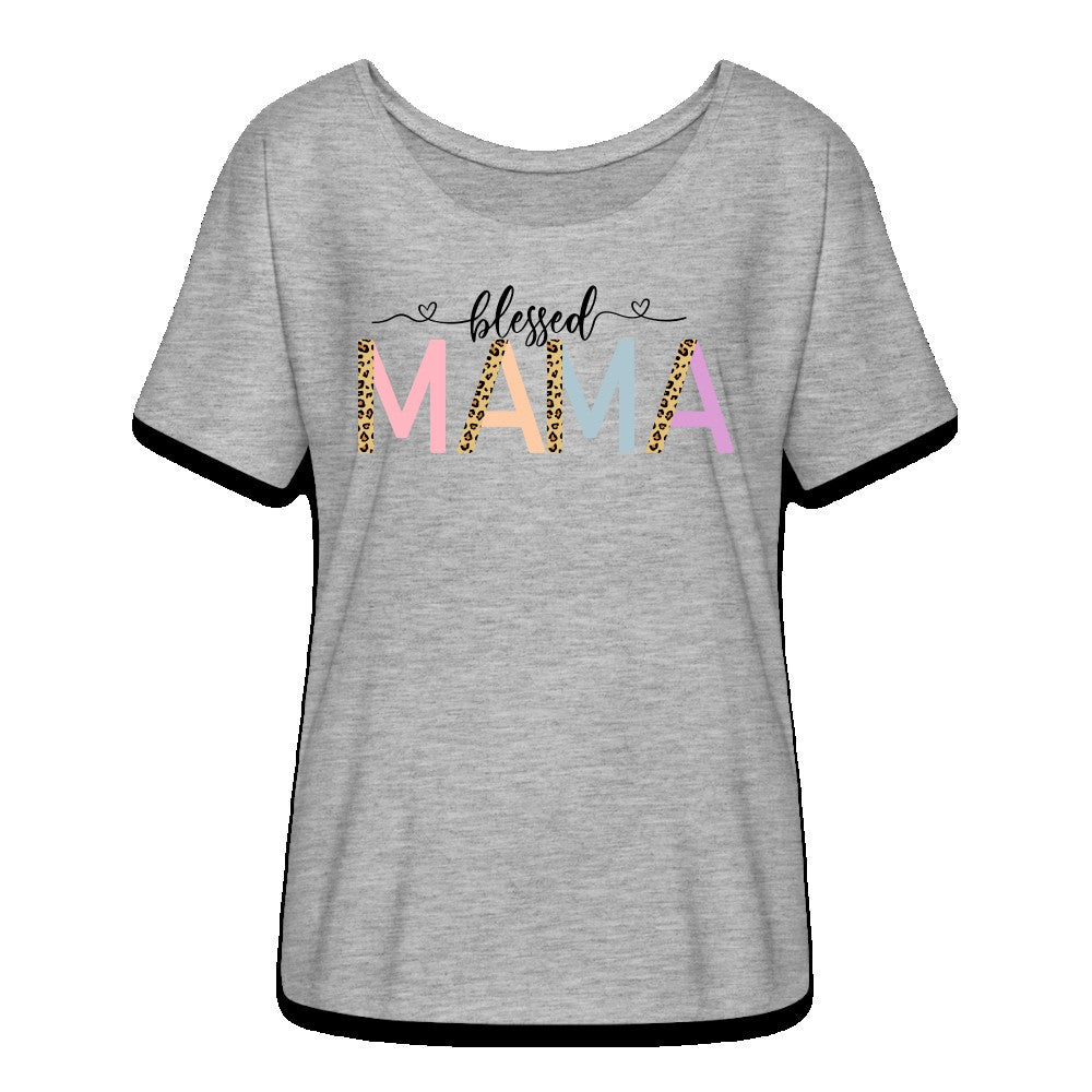 Blessed Mama Pastel Leopard Womens Flowy T-Shirt SPOD