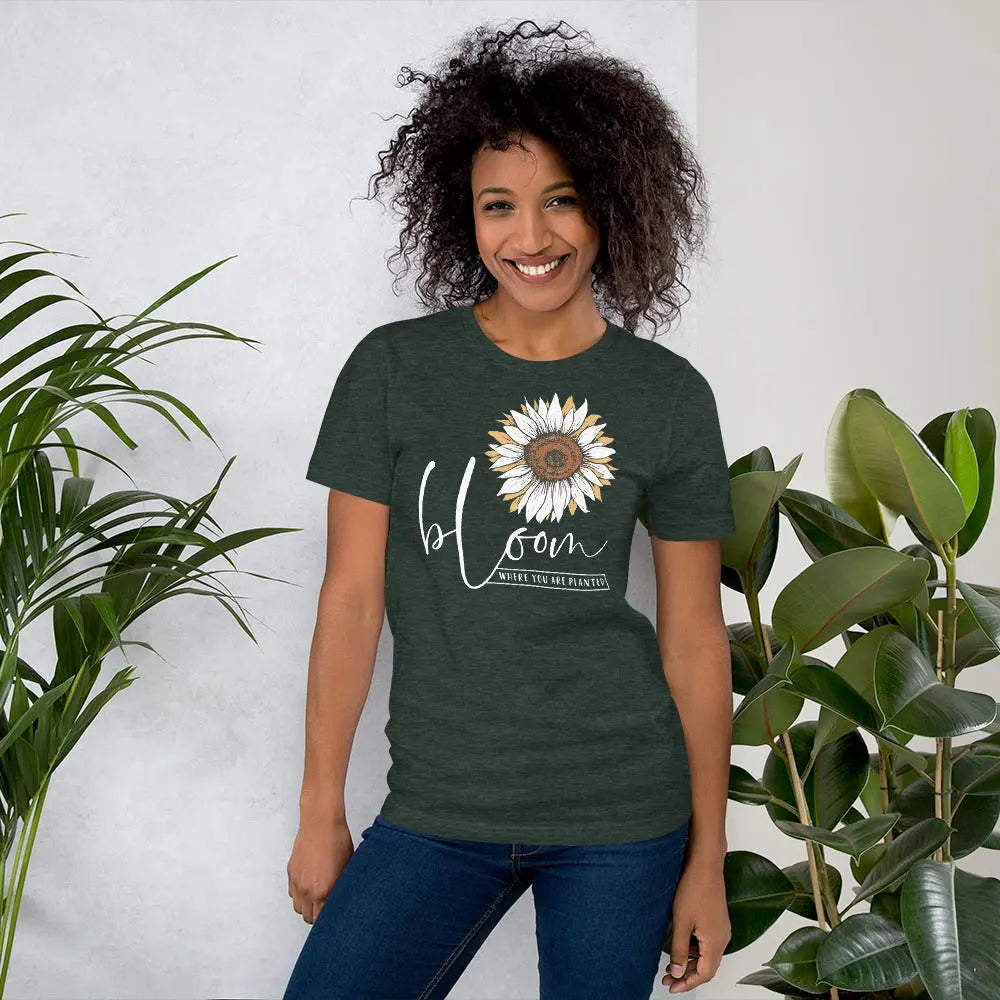Bloom Where You Are Planted Unisex t-shirt Amazing Faith Designs
