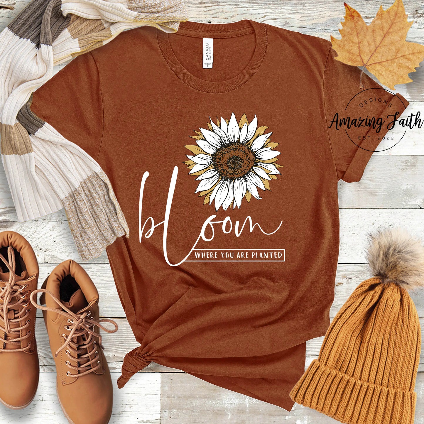 Bloom Where You Are Planted Unisex t-shirt Amazing Faith Designs