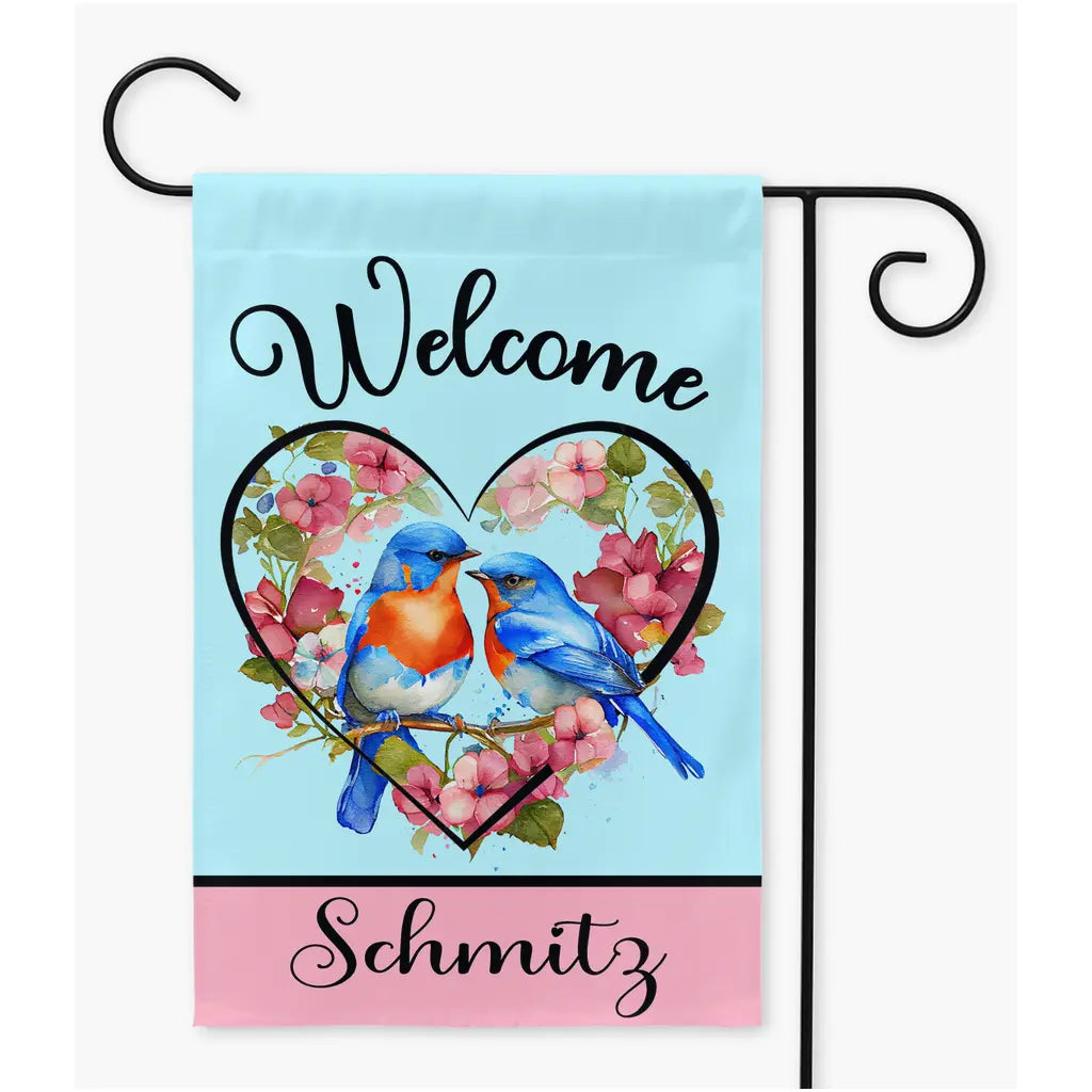 Bluebird Love Birds Garden Flag - Personalized Amazing Faith Designs