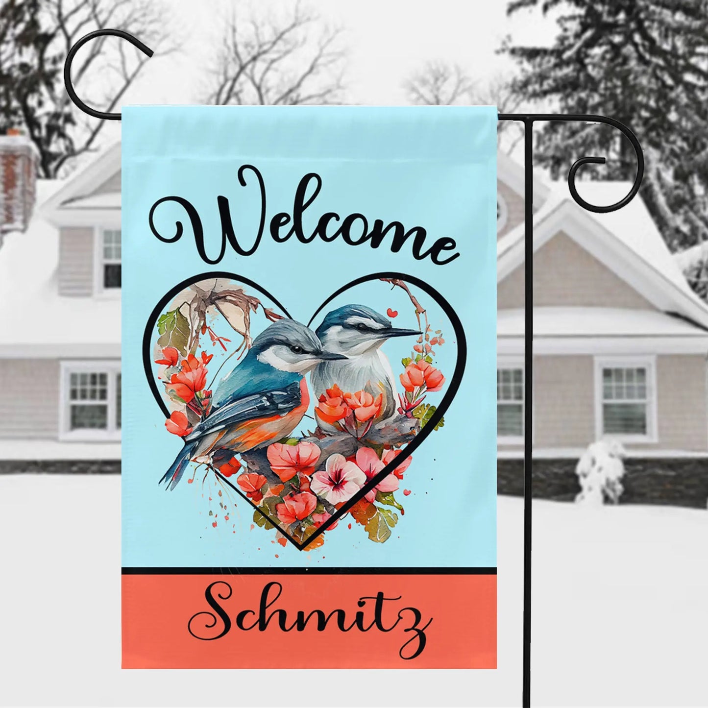 Bluebird Love Birds Garden Flag - Personalized Amazing Faith Designs