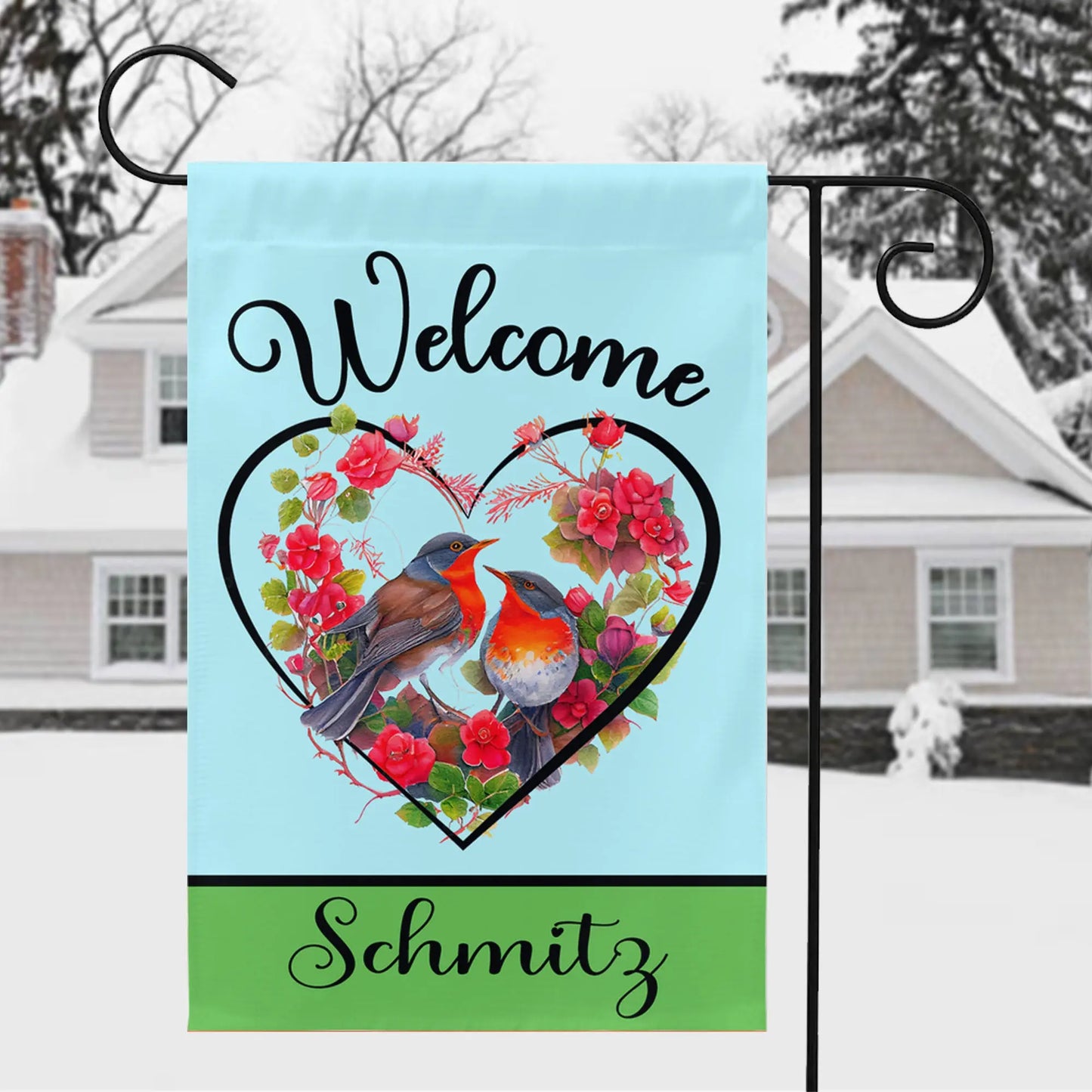 Bluebird Love Birds Garden Flag - Personalized Amazing Faith Designs