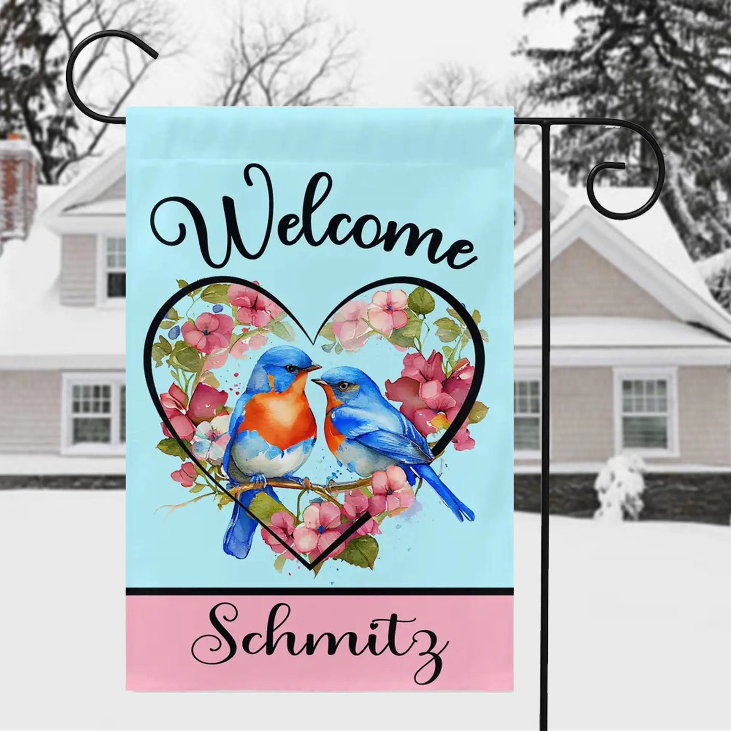 Bluebird Love Birds Garden Flag - Personalized Amazing Faith Designs