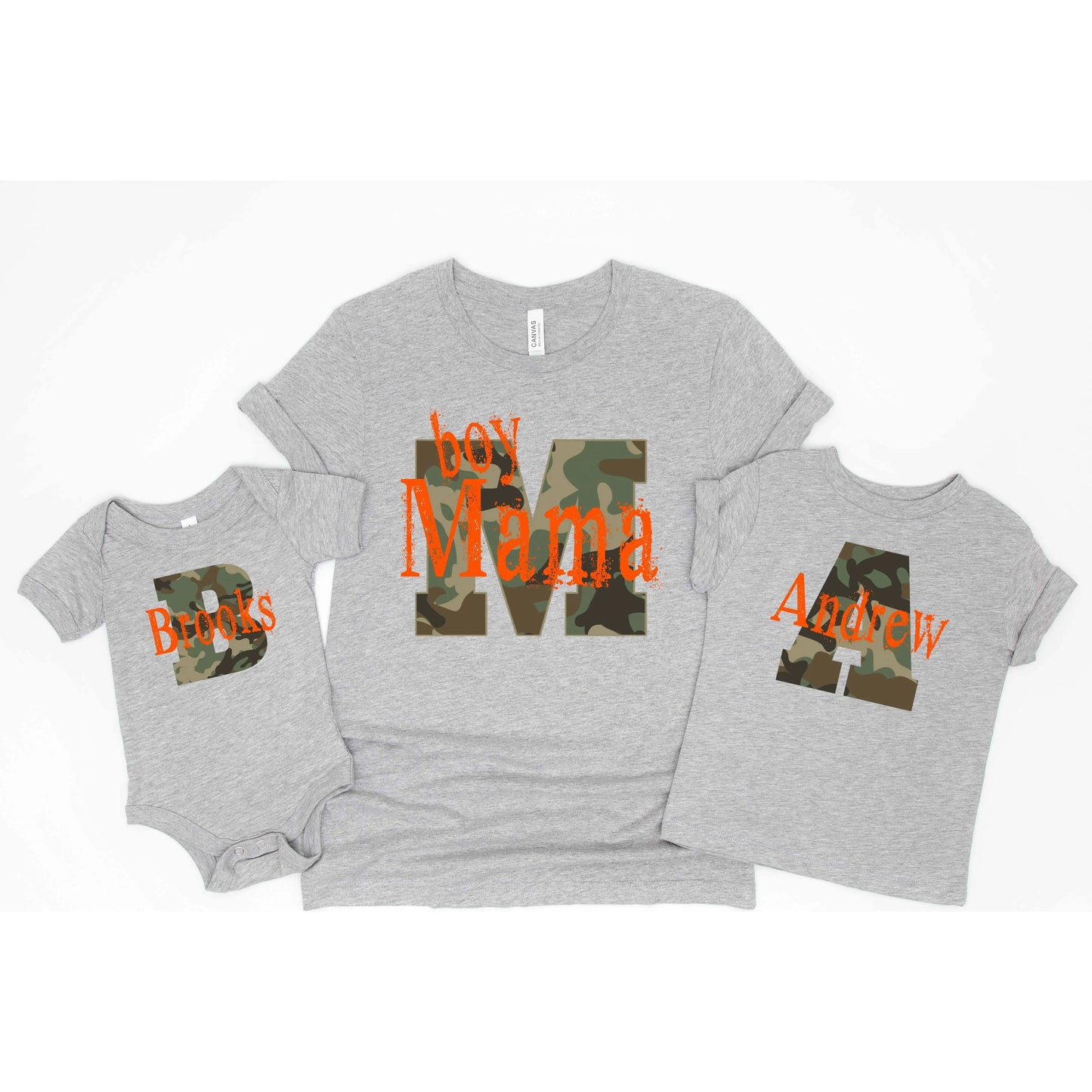Boy Mama Camo Name Adult  T-shirt - Mom and Son Matching Shirts Amazing Faith Designs