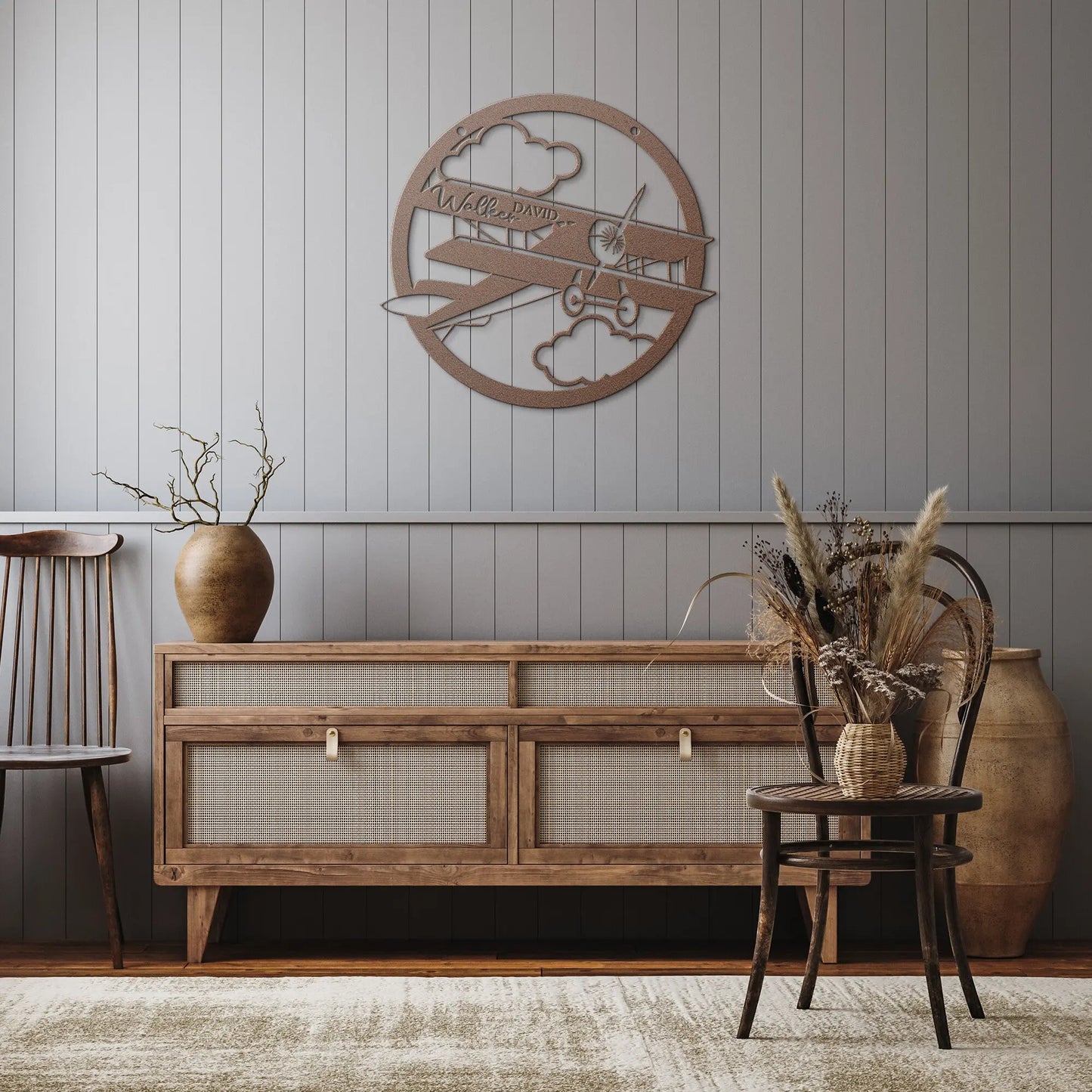 Boys Biplane Bedroom Metal Sign - Personalized, Airplane Wall Art, Airplane Nursery Art teelaunch