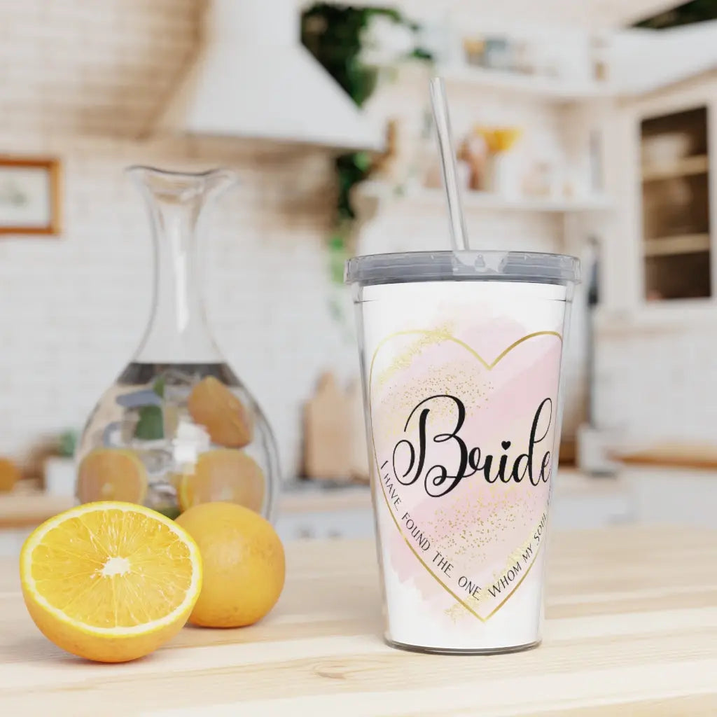 Bride Plastic Water Tumbler with Straw Printify