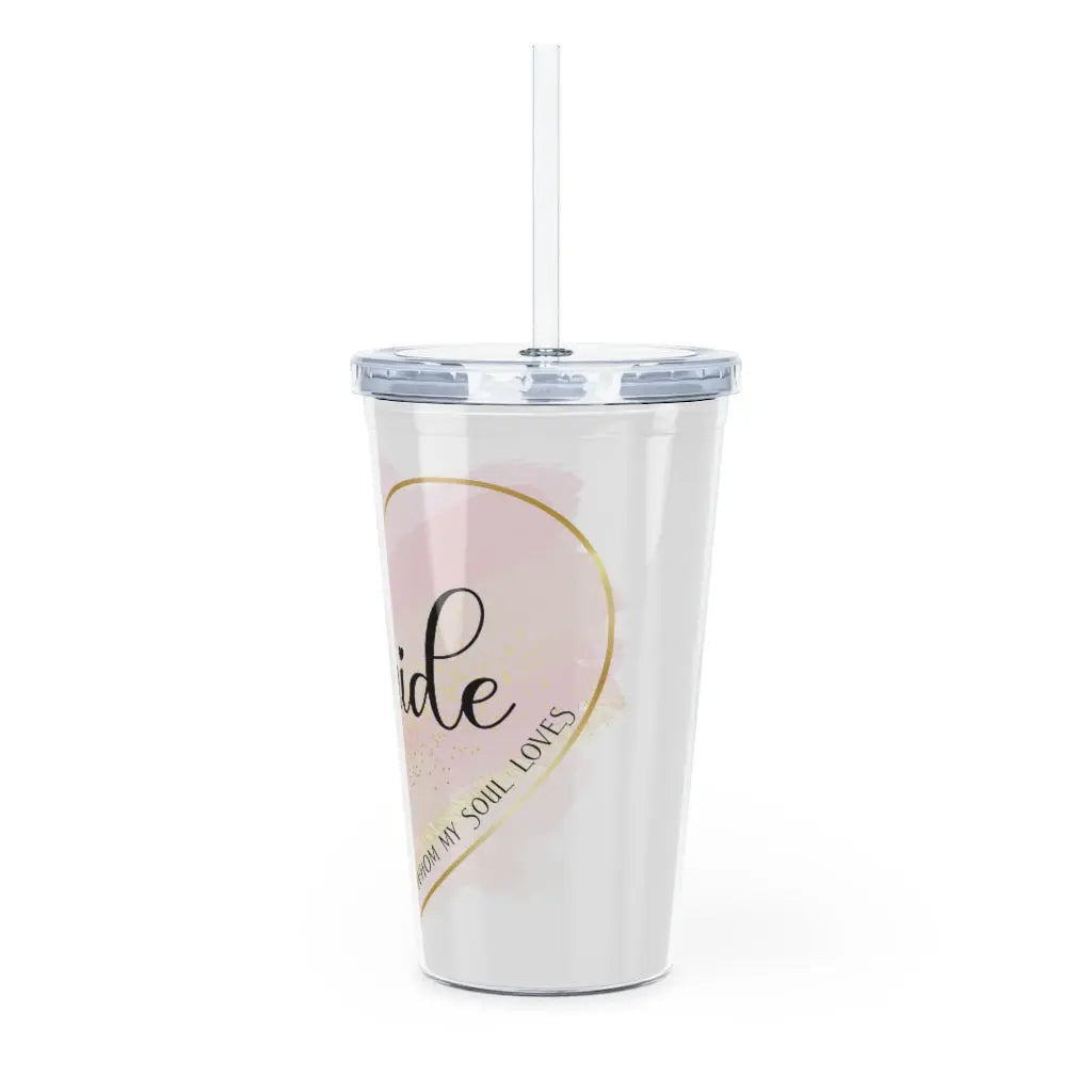 Bride Plastic Water Tumbler with Straw Printify