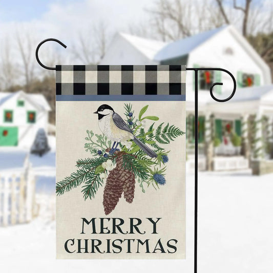 Chickadee Christmas Garden Flag Amazing Faith Designs
