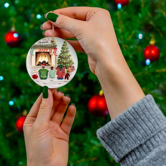 Christmas Family Ornament - Up to 3 Children 2023 Printify