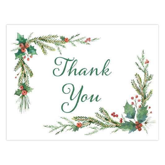 Christmas Pine & Holly Thank You Cards Amazing Faith Designs
