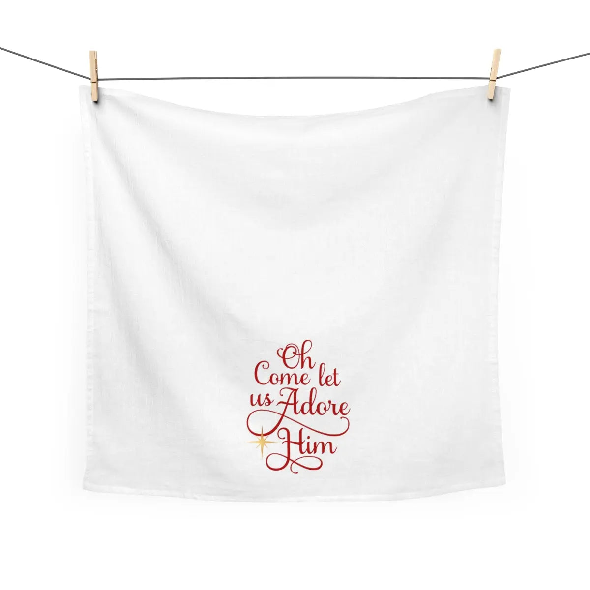 Come Let Us Adore Him Tea Towel, Holiday Kitchen Towel, Christmas Dish Towel, Cute Christmas Kitchen Towel Printify