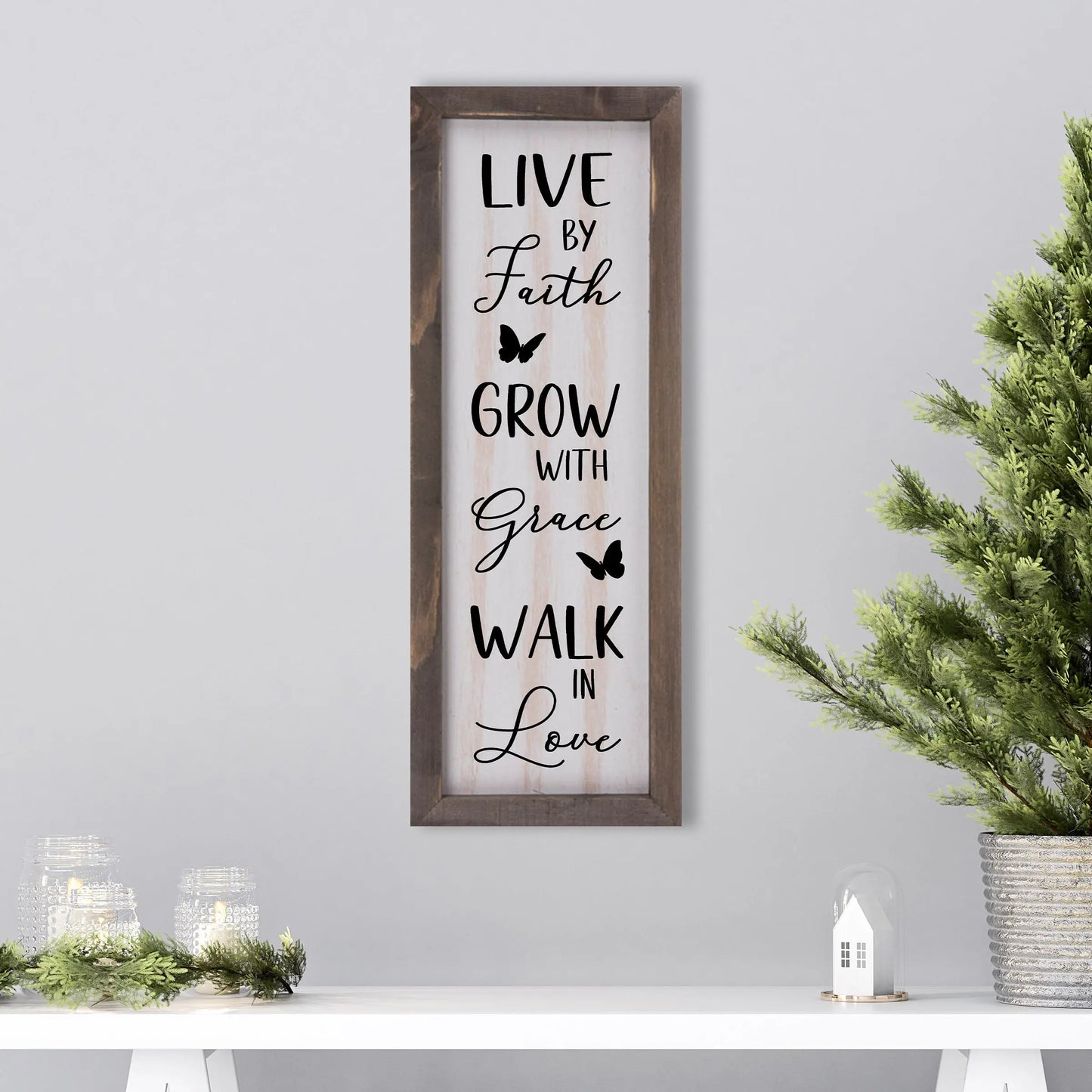 Copy of Welcome Butterfly Rustic Whitewashed Wood Frame Sign | 15" x 5.5" Farmhouse Decor amazingfaithdesigns