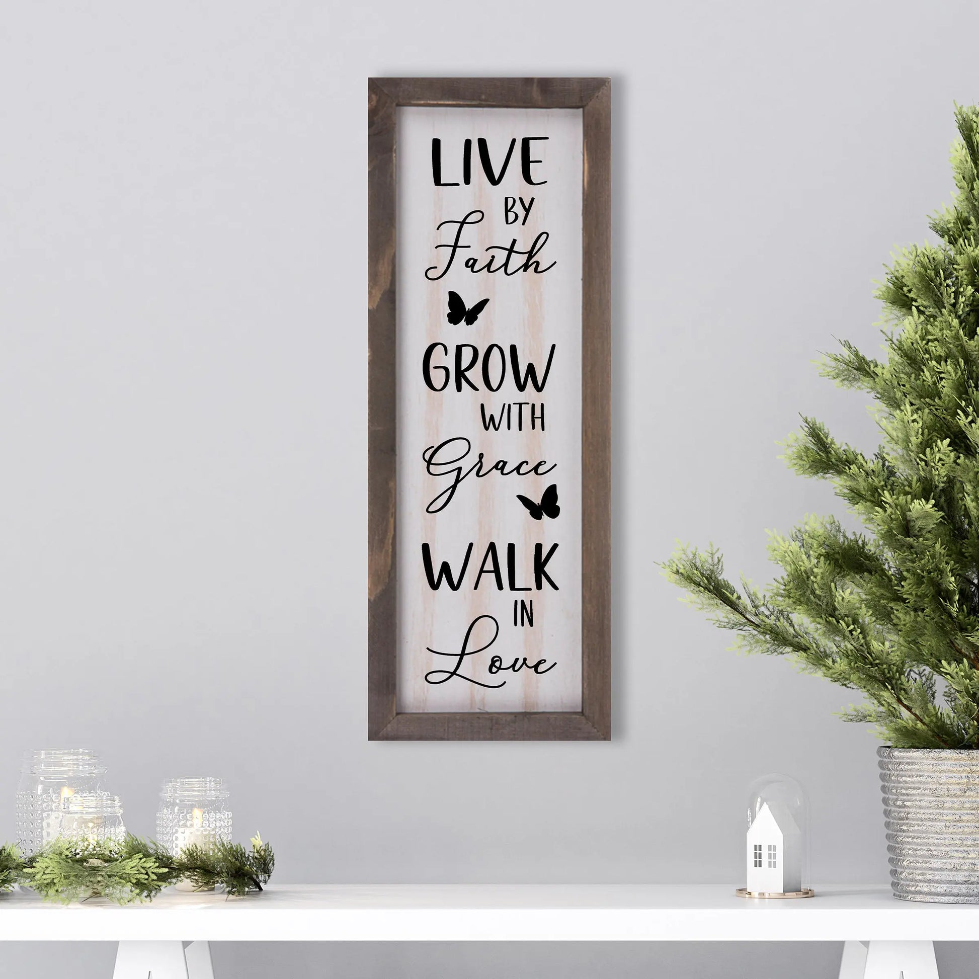 Copy of Welcome Butterfly Rustic Whitewashed Wood Frame Sign | 15" x 5.5" Farmhouse Decor amazingfaithdesigns
